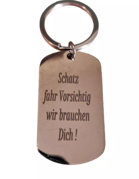 Edelstahlschlüsselanhänger mit persönlicher Gravur Text oder Bild