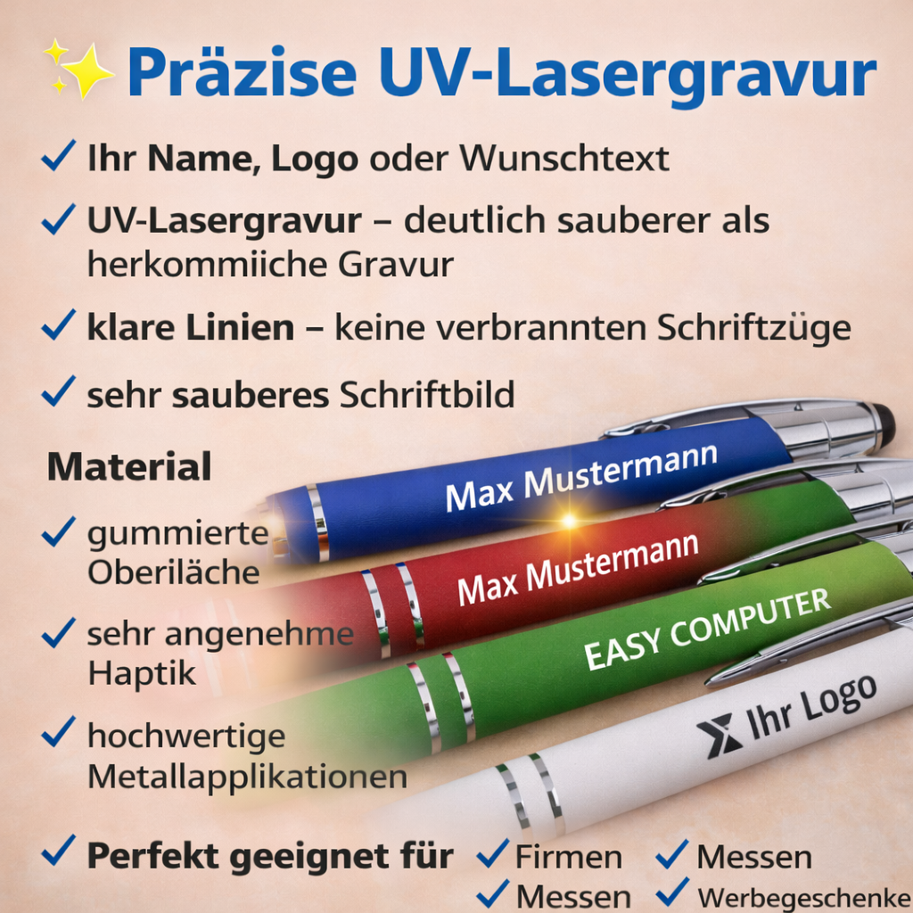 Softtouch Kugelschreiber mit Touchpenfunktion *Gravur Inklusive*