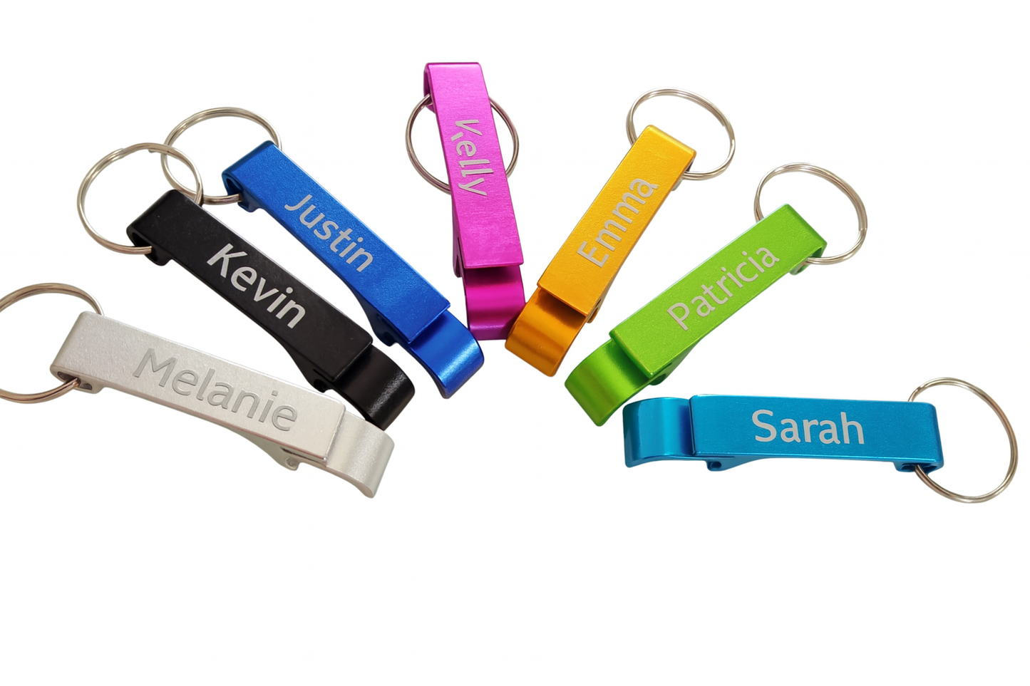 Personalisierter Flaschenöffner Schlüsselanhänger – Aluminium mit Gravur, Schlüsselring in verschiedenen Farben, Geschenk für Männer+ Frauen