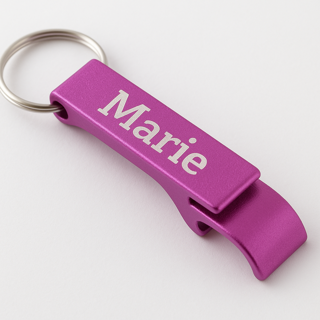 Personalisierter Flaschenöffner Schlüsselanhänger – Aluminium mit Gravur, Schlüsselring in verschiedenen Farben, Geschenk für Männer+ Frauen