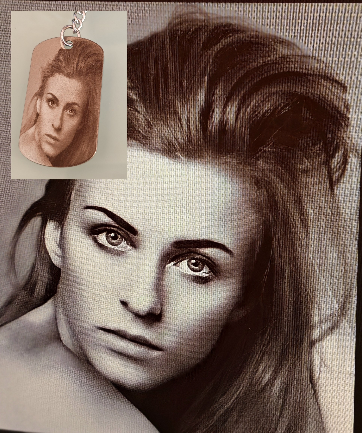 Edelstahlschlüsselanhänger mit persönlicher Gravur Text oder Bild